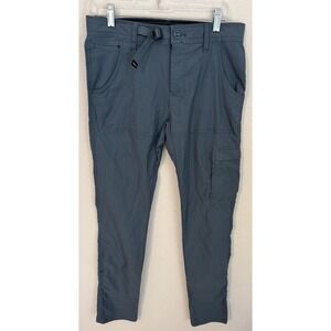 Prana Zion II Hiking Pants Stretch Men's 30x34 Slim Fit Teal Nylon Cargo Belted